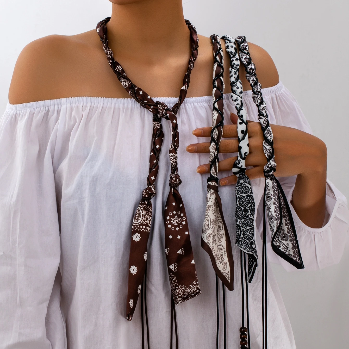 سلسلة خصر نسائية، سلسلة خصر منسوجة على الموضة البوهيمية، يمكن استخدامها أيضًا كقلادة وشاح، مناسبة للارتداء اليومي والعطلات #2