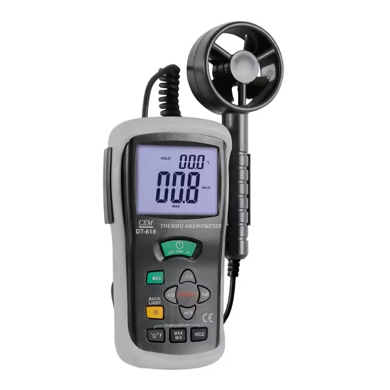 DT-618 Multifunctional Wind Speed Tester Anemometer Wind Count Display Wind Speed Sensor