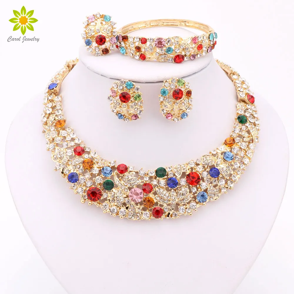

Nigerian Wedding African Beads Jewelry Set Crystal Gold Color Jewelry Set Wedding Accessories Party