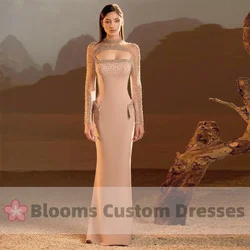 Customized Beadings Long Sleeves Gorgeous Evening Dresses Mermaid Cut-out Sheath Formal Occasion Wedding Party Dress For Prom