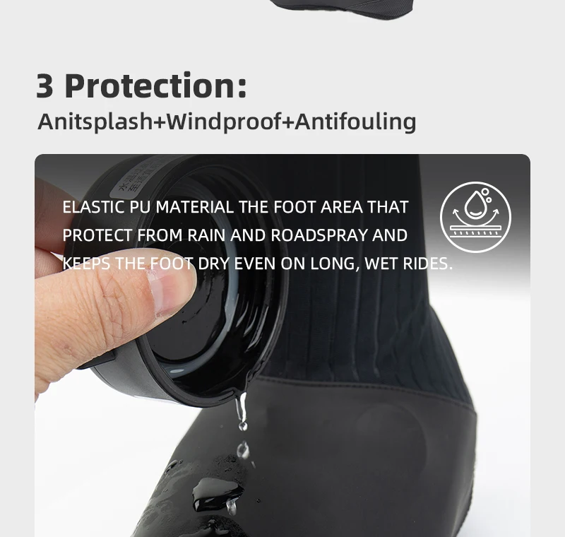 YKYW Männer winddichte wasserdichte Fahrradschuhe Abdeckung schwarz weiß MTB Fahrradschuhe Stiefelüberzüge Schuhschutz Pro Team Aero Überschuhe – Detail 4