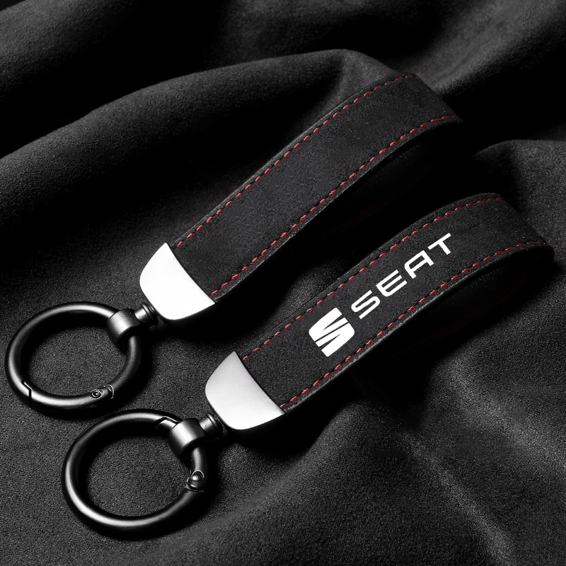 Suede Car Keychain Ring Vintage Leather Key Chain For Seat Ibiza FR Ateca Altea Leon Alhambra Exeo Arona Toledo Auto Accessories