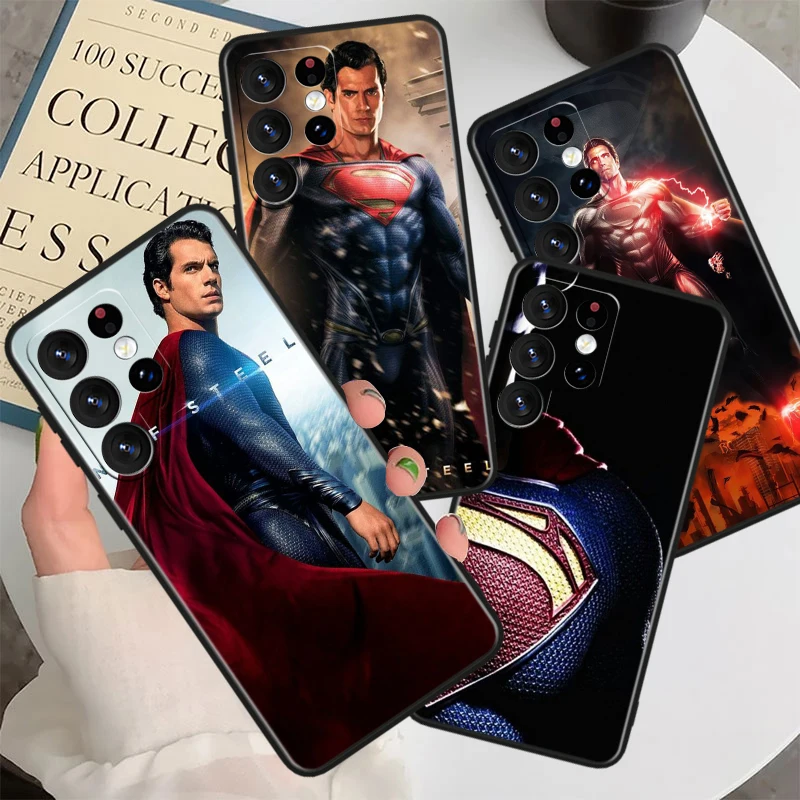 Superman Superheld für Samsung Galaxy S23 S22 S21 S20 Fe S10 S10E S9 S8 Ultra Plus Lite Schwarz Soft Phone Case