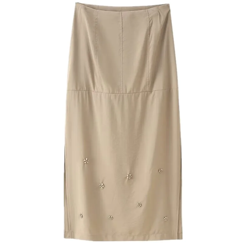 Saia de Verão 2025 Fena de Cintura Alta, Crimento Médio, Linha A, Moda, Ajustada, Solta, Tecido Premium, Estilo para o...