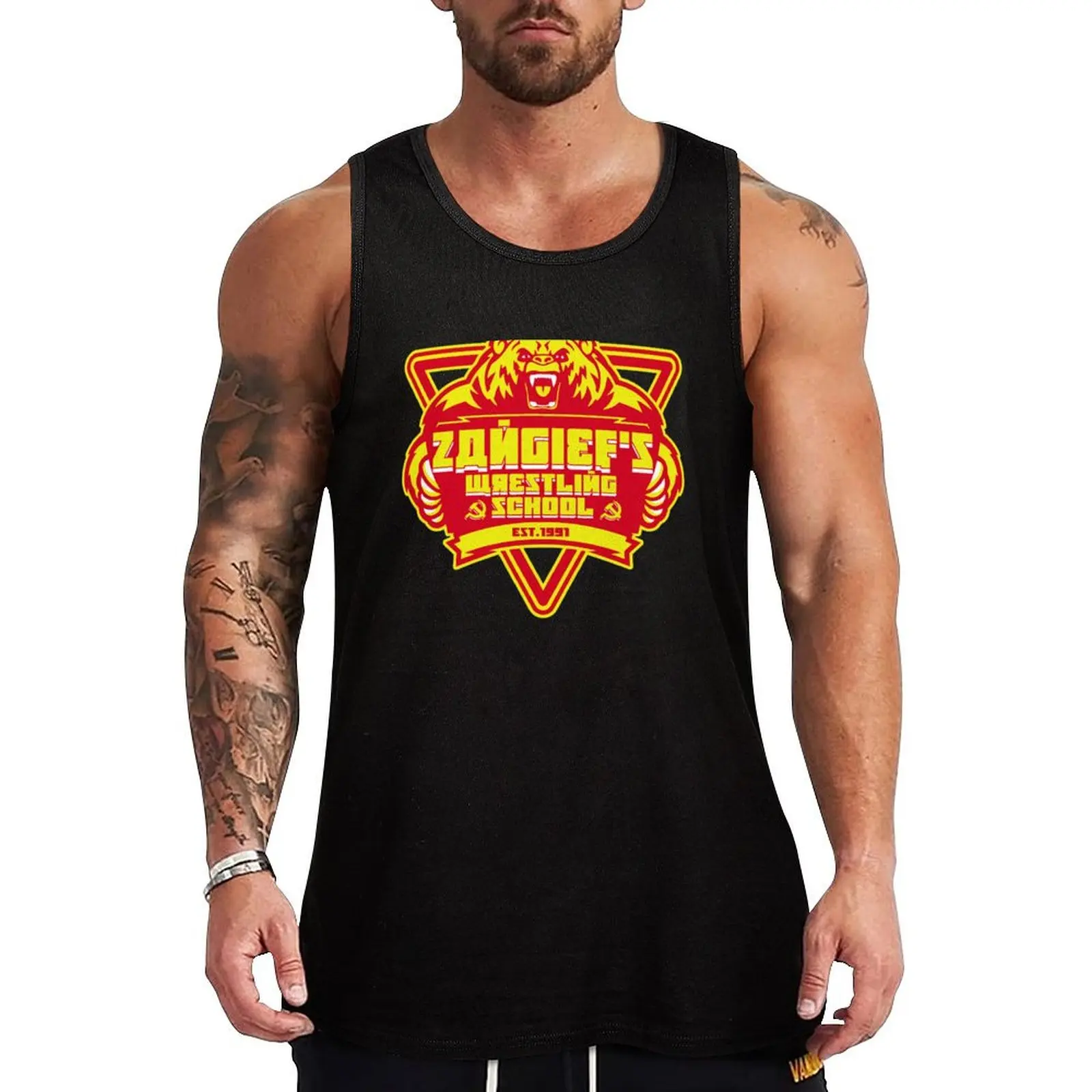 

the russian bear wrestling school Tank Top bodybuilding t-shirt sleeveless tshirts for men bodybuilding