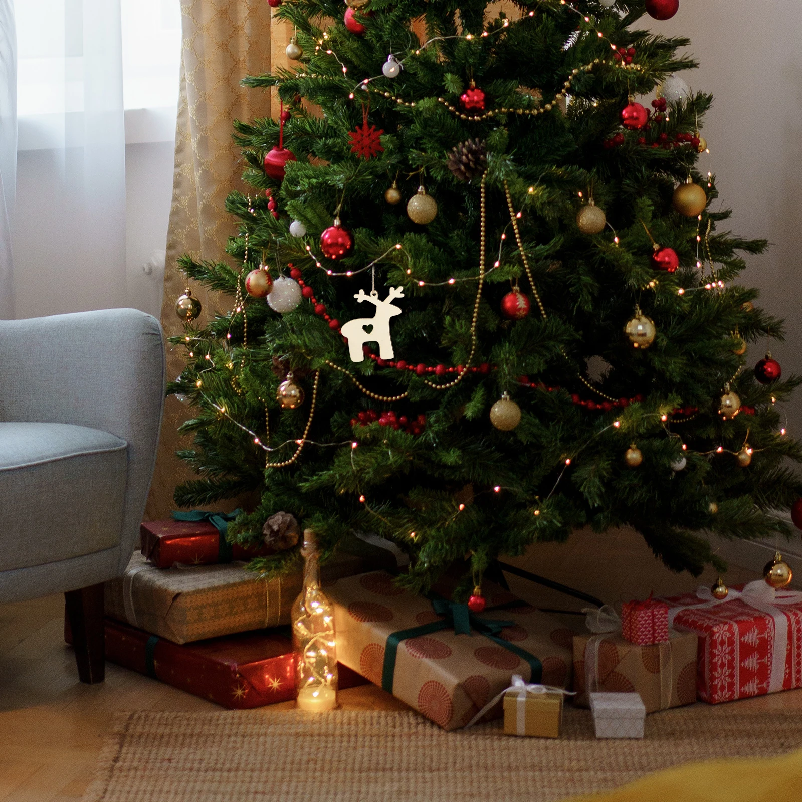 

20pcs Wood Pieces Pendant Party Diy Supplies Crafts Kids H Painted Toys Christmas nament Kits DIY Sewing Accessories