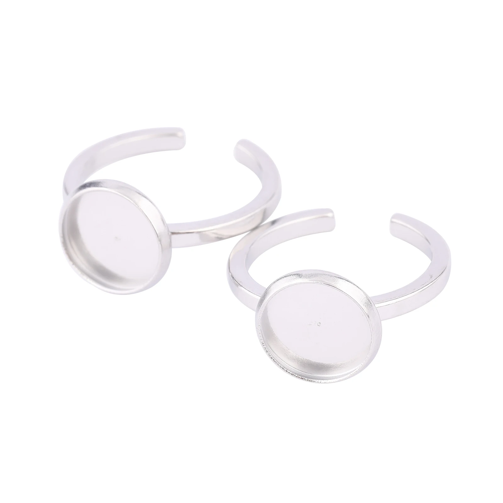 10pcs Stainless Steel Fit 10mm Round Cabochon Ring Base Setting Blanks Diy Bezel Fingerring For Jewelry Making Supplies