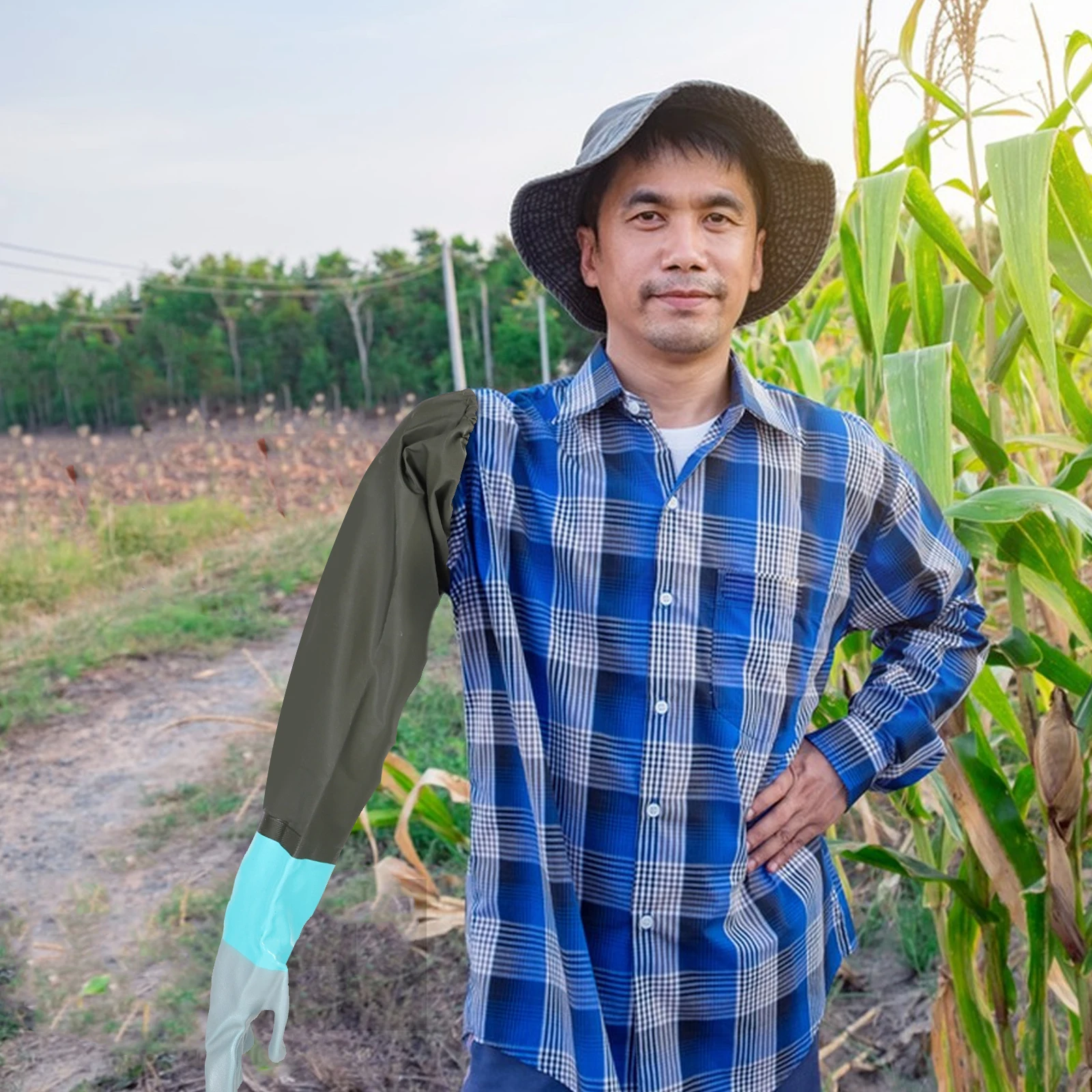 

1 Pair Splashproof Long Arm Gloves Waterproof Protective Garden Work Mittens For Car Washing Fish Cleaning Pool Pond Maintenance