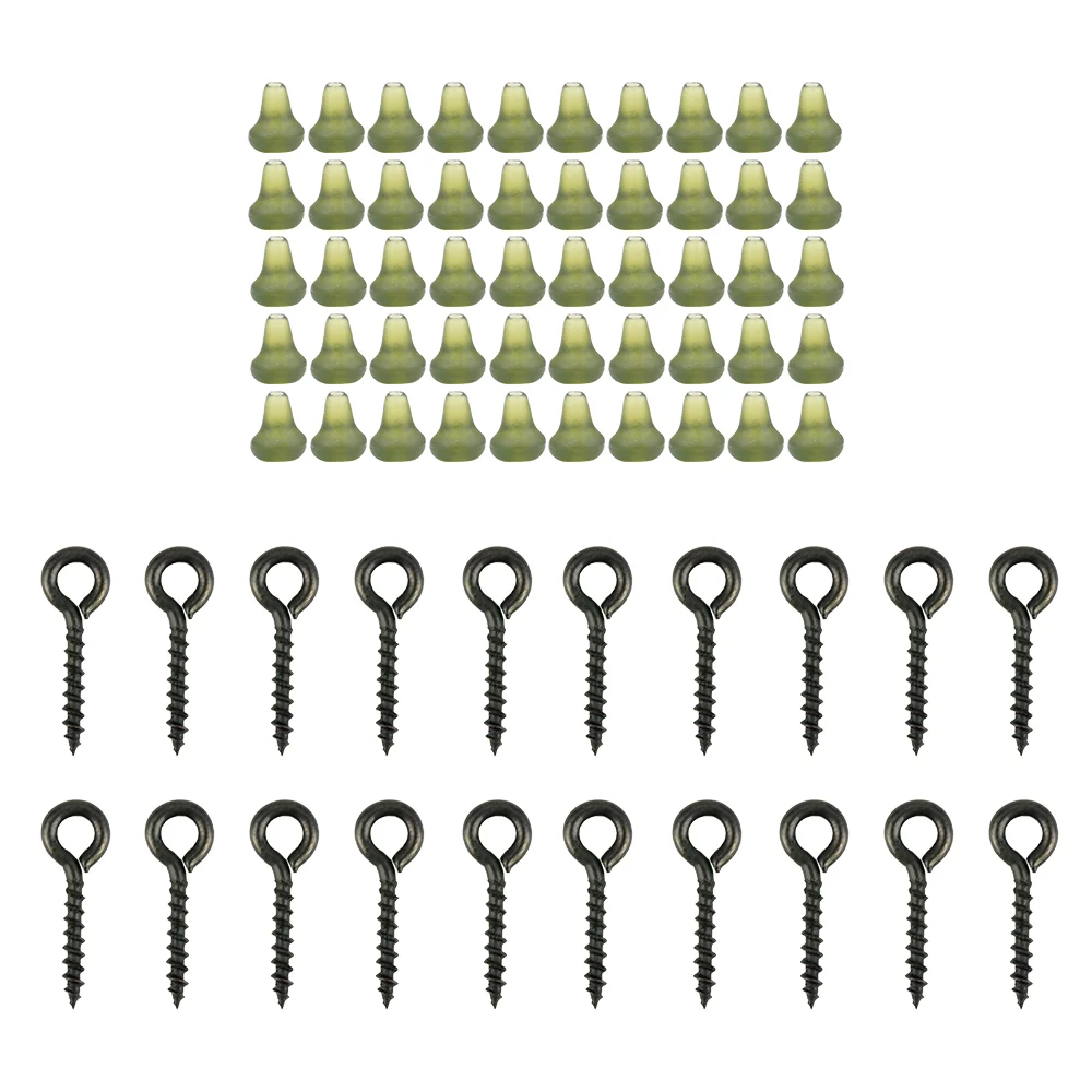 Hirisi 70 Stück Karpfenangeln Zubehör Angelhaken Köder Schraubenstopper Gummiperle für Ronnie Spinner Rig Boilies Stoppen
