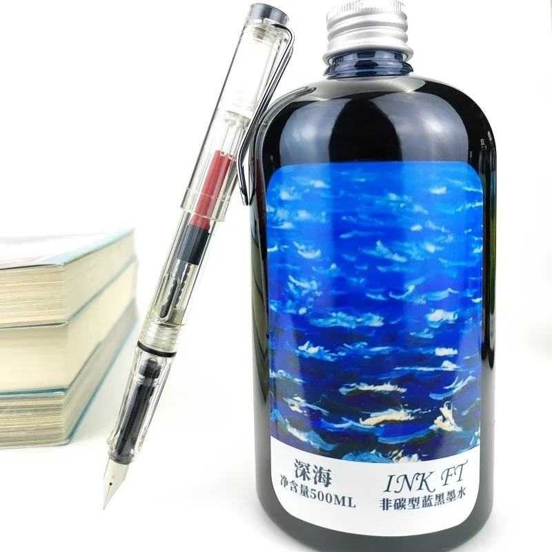 Oramile  500ml Large Bottle No Carbon Non Blocking Black Red Blue Color Writing Ink,fountain  Pen Refills