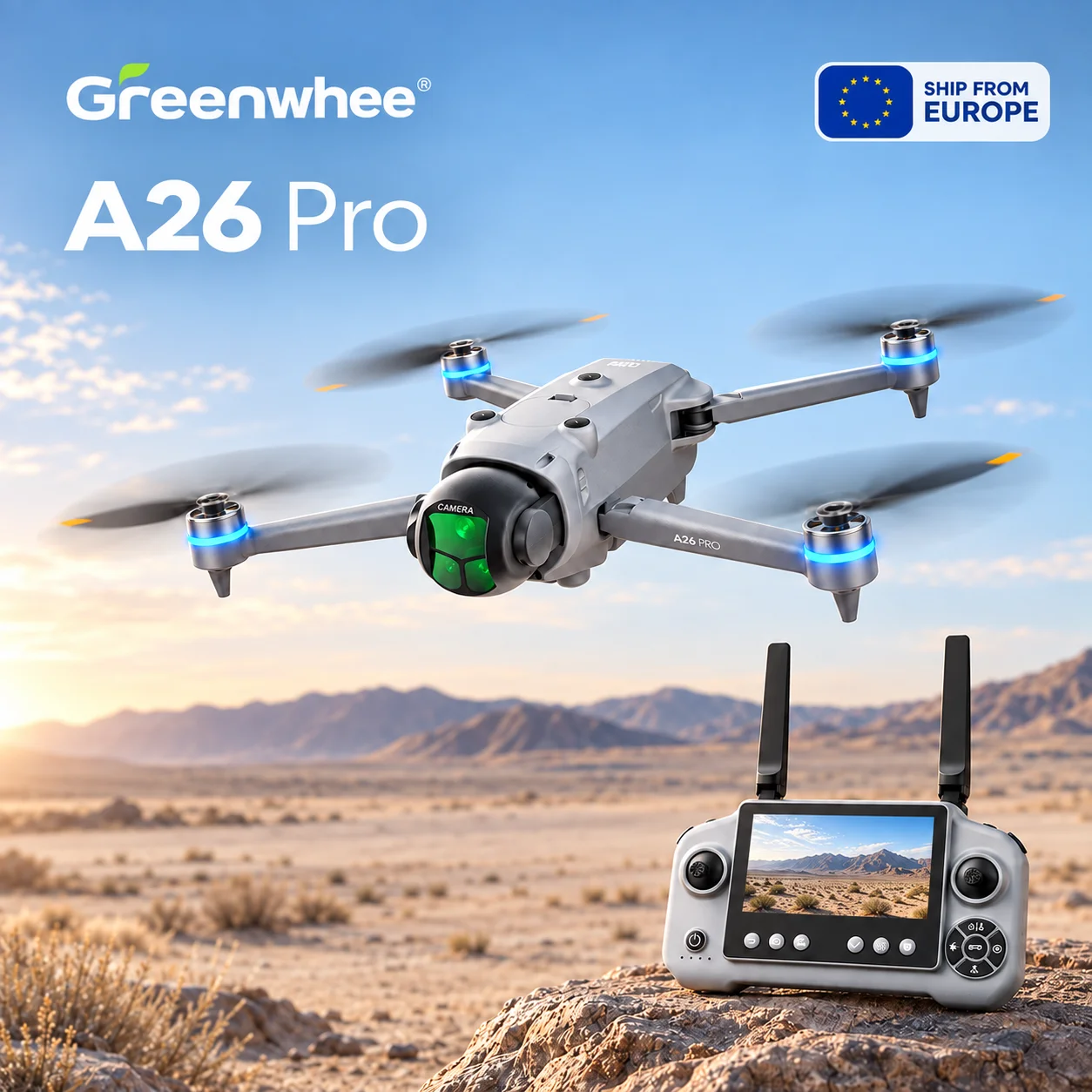 A26 Pro GPS-Drohne mit Bildschirmfernbedienung, HD-Weitwinkel-Stabilisierte Kamera, 180 °     Elektrische Linsenanpassung, omnidirektionale Hindernisvermeidung, Airdrop & automatische Rückkehr