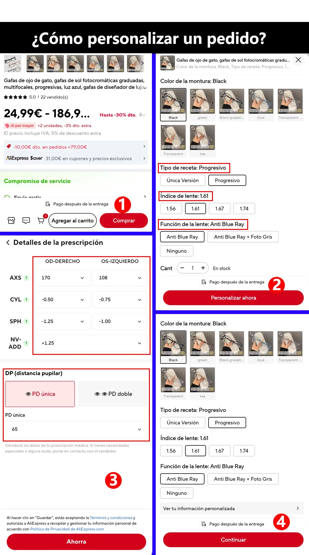 Purple Small Prescription Glasses Astigmatism Women Custom Different Eyes Progressive Reading Glasses Foldable Myopia Glasses