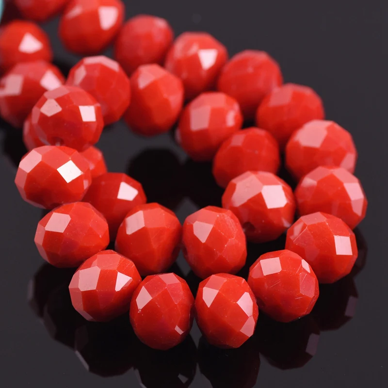 Rondelle Faceted Czech Crystal Glass Opaque Red Color 3mm 4mm 6mm 8mm 10mm 12mm 14mm  Loose Spacer Beads for Jewelry Making DIY