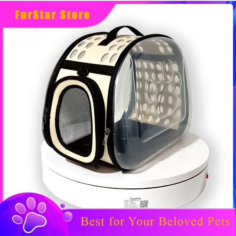FurStarNew Foldable Transparent Crossbody Cat Dog Carrier, Large Capacity Breathable Portable Pet Backpack For Travel Outing Bag
