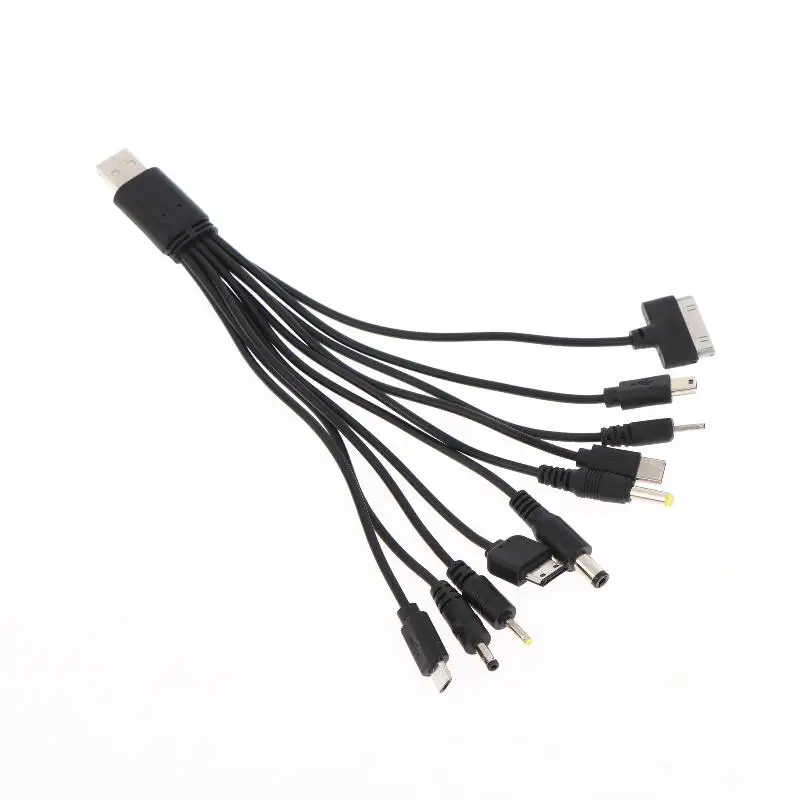 1Pcs Universal 20cm Usb Power Charging Cable Wire Cord For Phone 10 In 1 Micro USB DC Mobile Phone Charger Adapter Plug