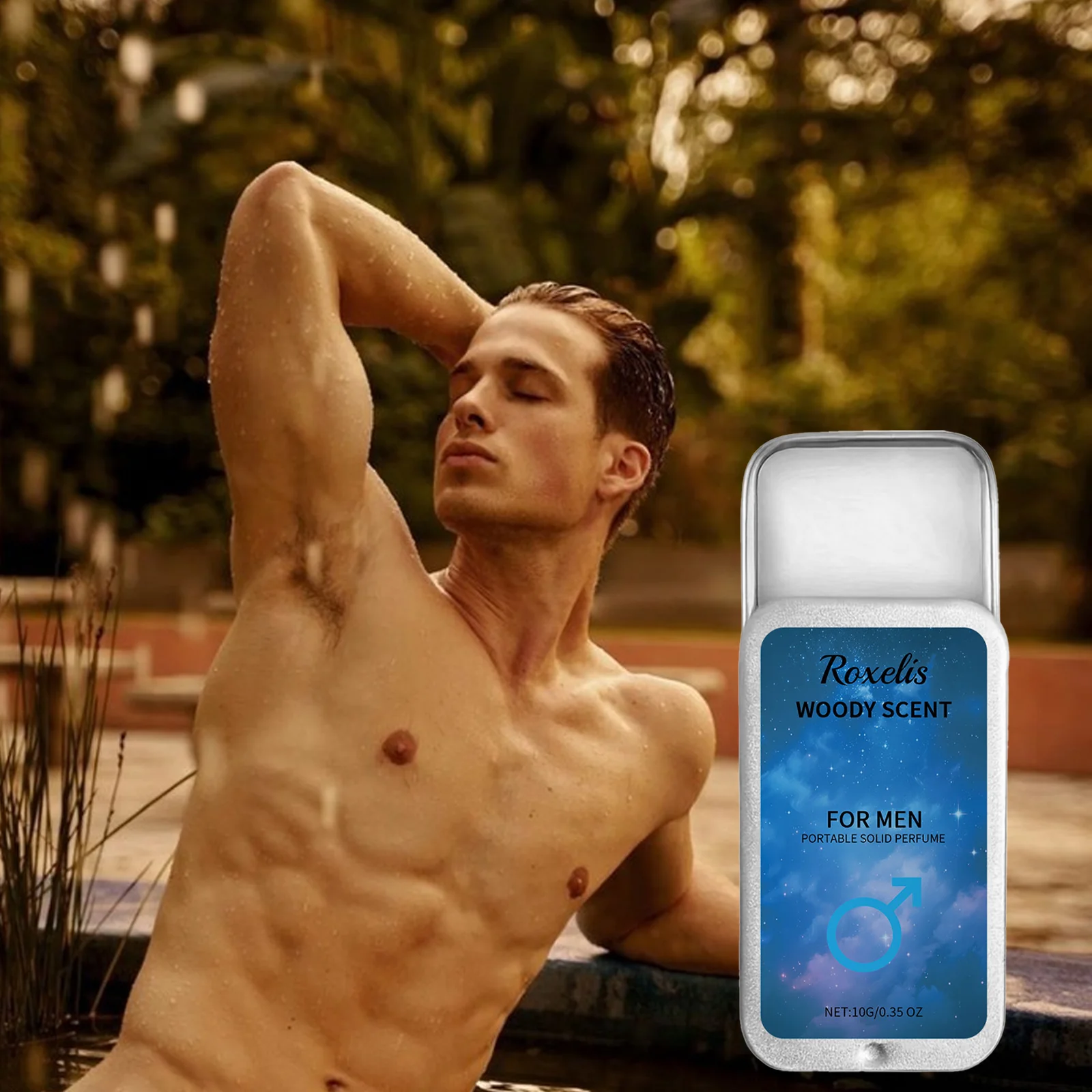 

Roxelis Мужской твердый бальзам с деревянным ароматом - долговечный портативный бальзам для тела со свежим ароматом, туалетная вода