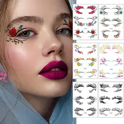 30 Pairs Temporary Eye Tattoo Colorful Eyeliner Makeup Stickers Tools Christmas Birthday Valentine's Day Wedding (10 Sheets)