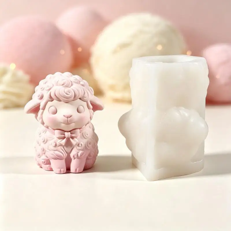 Cute Sheep Silicone Candle Mold Lamb Goats Silicone Mold Farm Animal Wax Mould Soap Table Decor Gift