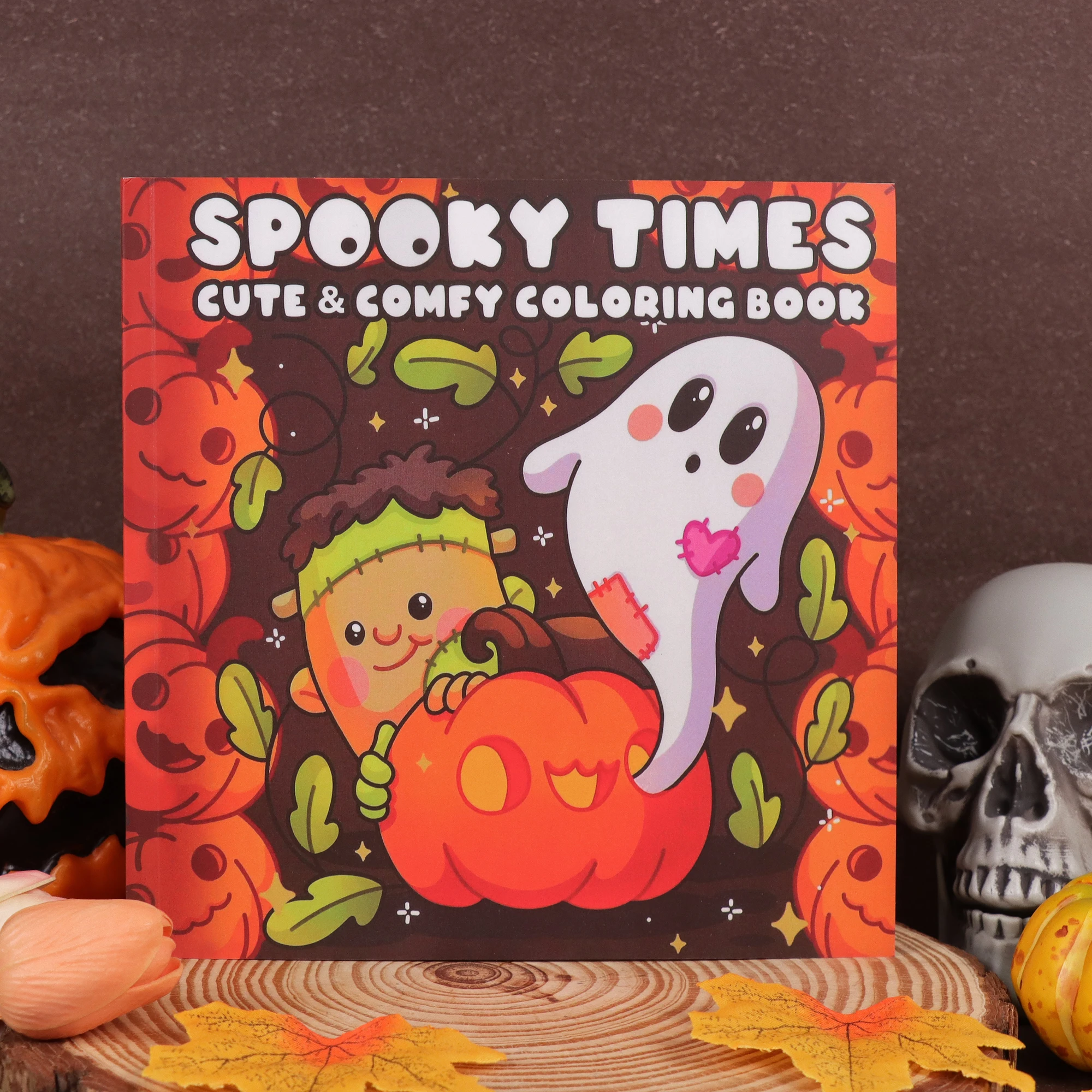 Coloring Book for Adults Featuring Cute Spooky Creatures in Cozy Hygge Moments for Relaxation