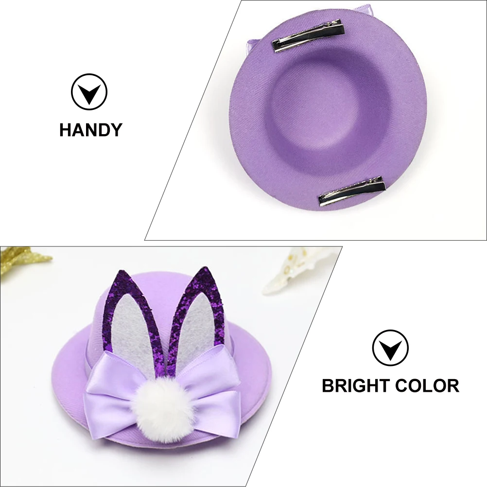 

4Pcs Rabbit Ears Top Hat Easter Party Headwear Bright Color Exquisite Hairpin Accessory for Masquerade Ball Festival