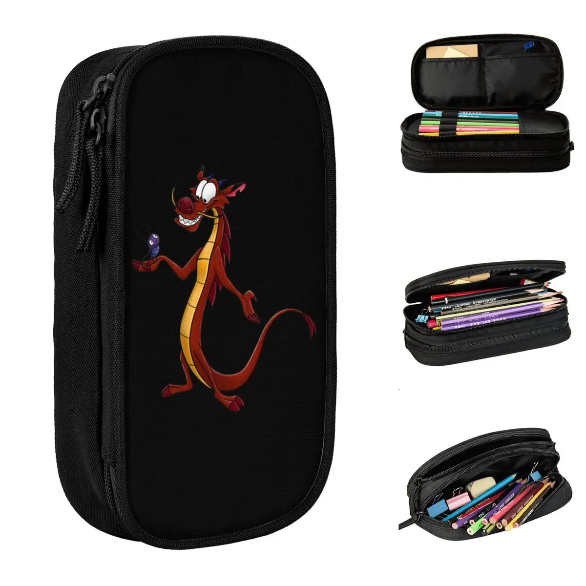 

Mulan Mushu Pattern Pencil Cases Pen Bags Girls Boys Large Storage School Supplies Gift Pencilcases
