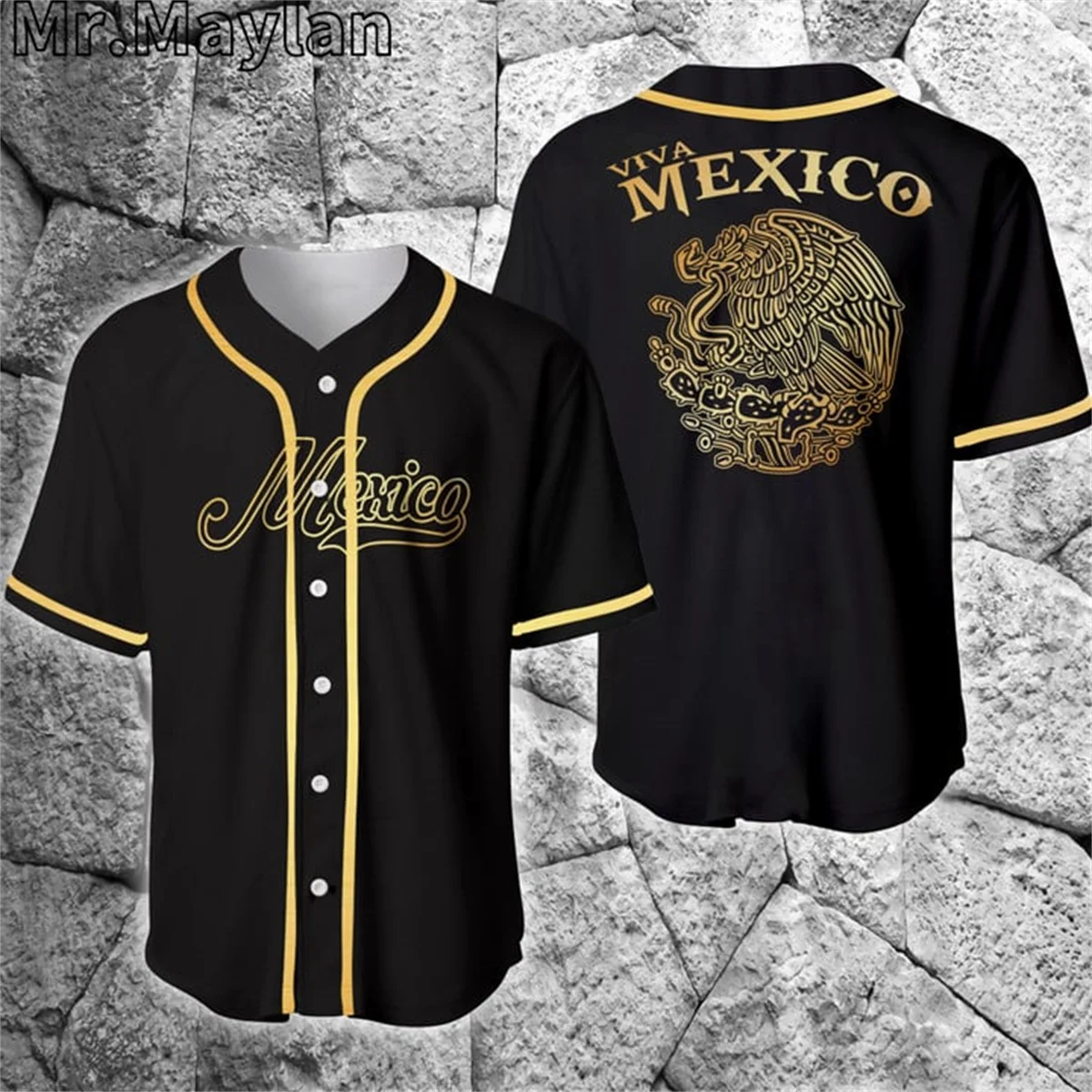 Proud Mexico Black Baseball Tee Jersey Shirt 3D Full Printed Men's Shirts Casual Sports Outdoor Streetwear Boys hip hop Tops-688