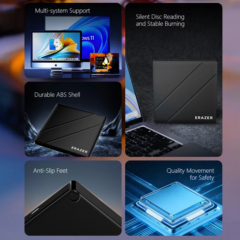 Lenovo External DVD RW CD Writer Drive Burner Reader Player CD-ROM DVD-ROM USB Optical Drives For Laptop Desktop PC