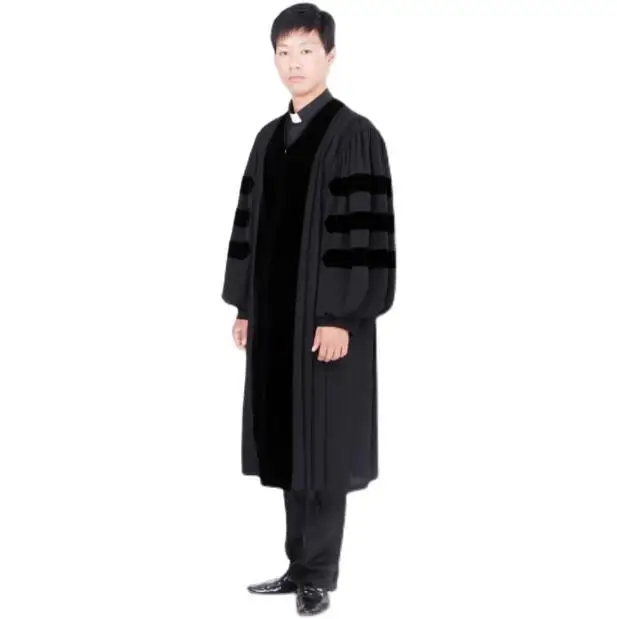 Christian Priest Uniform British Academic Robe Graduation Church Men Spring 1.2KG Black