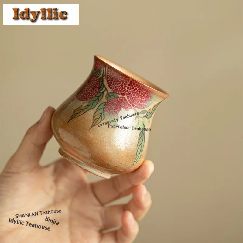 

Чайная чашка 100 мл, расписная вручную, в форме личи, антикварная чайная чаша, чайная пара, чашка для дегустации чая, ароматизированная чашка, чашки мастера Цзяньцзянь, аксессуары для сервировки стола