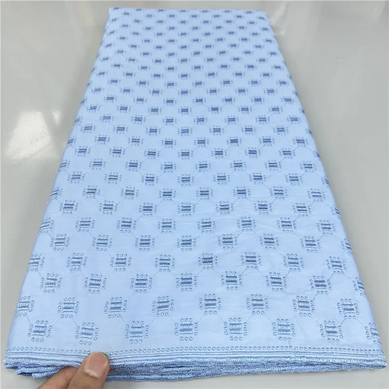 

5 ярдов, нигерийская 100% хлопчатобумажная полированная ткань, Высококачественная швейцарская вуаль, кружевной материал для мужчин, Дубайский стиль 18L107312