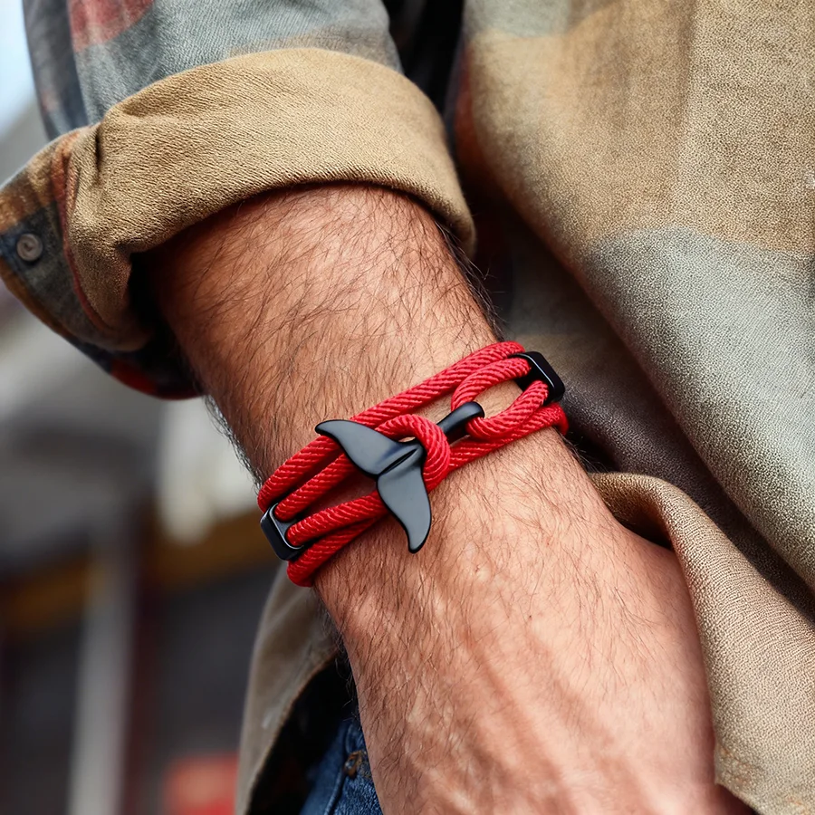 Noter Fashion Herren-Walschwanz-Armband, 10 Farben erhältlich, ausgewählt, hochwertig, 4 mm Stoffschnur-Armband, verstellbar, lichtbeständig