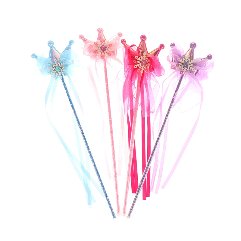 1PC Crown Five Pointed Star Ribbon Magic Stick Tassel Fairy Wand Girl Party Princess Cosplay Prop Gift Girl Photography Prop