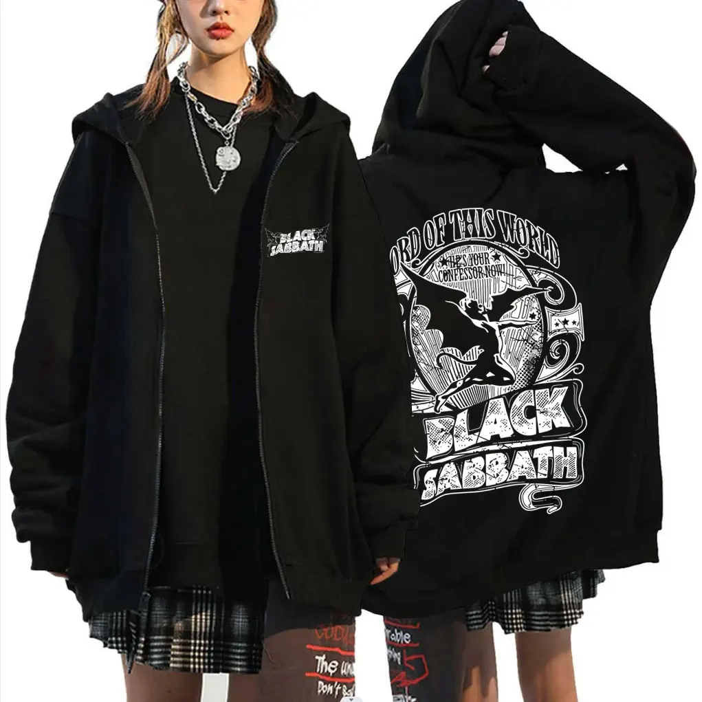 Black Sabbath Oz Osborne Kapuzenpullover mit Reißverschluss für Herren – Jacke mit Reißverschluss für den täglichen Freizeitgebrauch