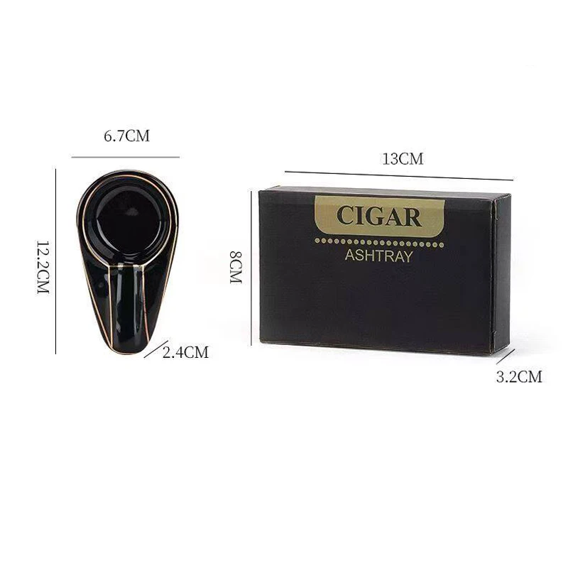 Fashion Portable Ceramic Cigar Ashtray Single Slot Smoking Accessories Gift for Men Boyfriend Husband view 6