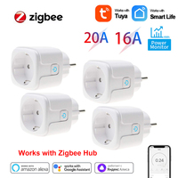Tuya Zigbee Smart Plug EU Socket 20A/16A With Power Monitor Timing Function Smart Life Voice Control Work With Alexa Google Home