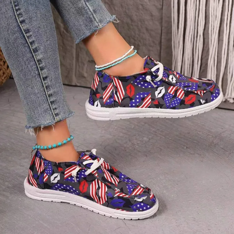 Springand Autumn Fashion New Women's Round Toe Walking Shoes Color Matching Casual Comfortable Shallow Mouth Thick Sole Sneaker