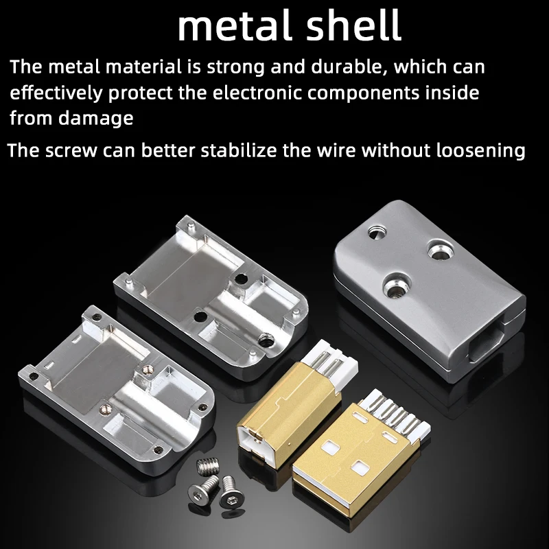 HIFI-enchufe USB 2,0 chapado en oro de 24K, Conector de cubierta de bronce tipo A macho 2,0, Puerto tipo B