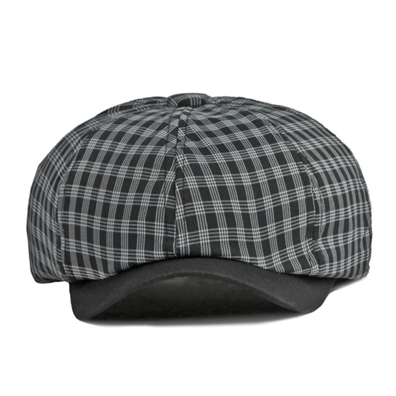 New Autumn Retro Plaid Newsboy Caps For Men Women Snapback Cap Thin Casual Shopping Travel Hat Personality Literary Artist Hats