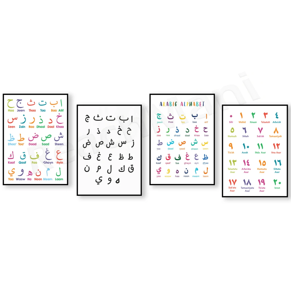 

Alphabet Numbers Poster Prints Kids Room Wall Art Decor Arabic Islamic Wall Art Canvas Painting Arabic Alphabet