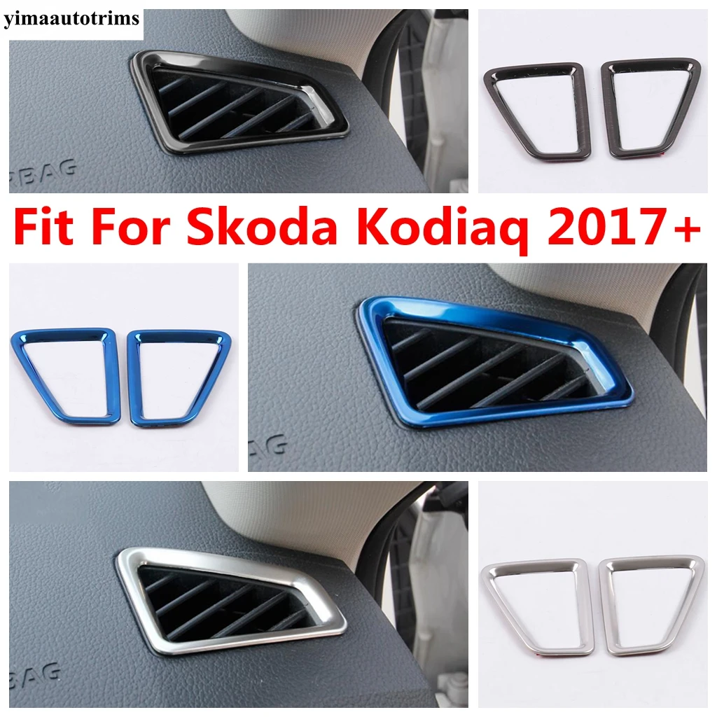 

Dashboard Air Conditioning AC Vent Outlet Frame Decoration Cover Trim For Skoda Kodiaq 2017 - 2023 Stainless Steel Accessories