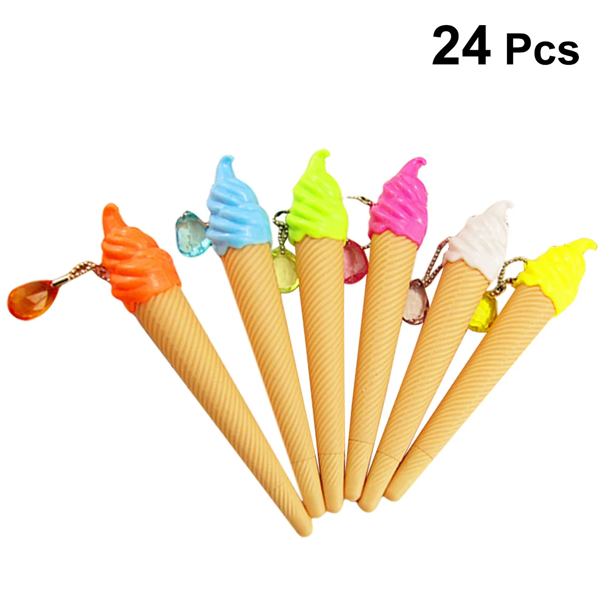 24 قطعة من أقلام جل الآيس كريم، قلم كتابة لطيف، قلم حبر جاف ناعم، أدوات مكتبية مدرسية، قلم رسم على شكل رسوم كرتونية