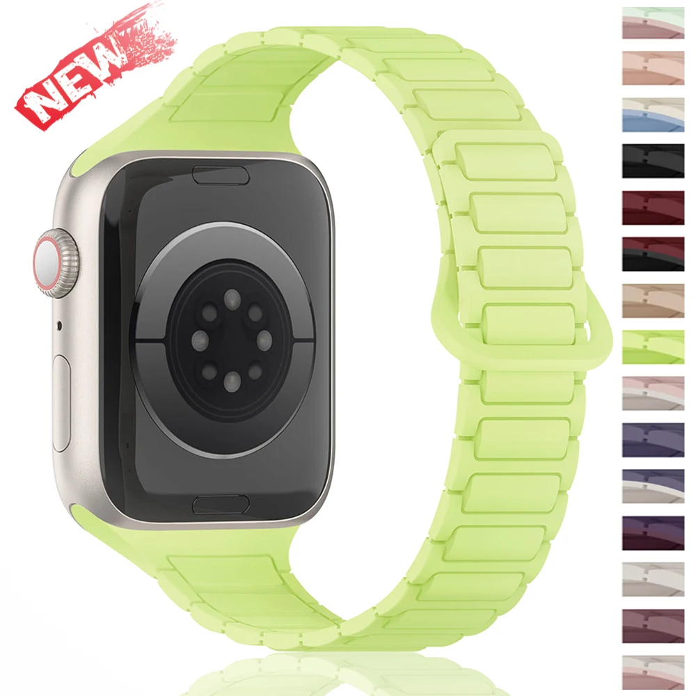 Magnetisches Armband für Apple Watch 38 40 41 44 45 49mm Sport-Silikonband für iWatch S11 10 9 8 7 6 5 4 SE3 Armband-Zubehör