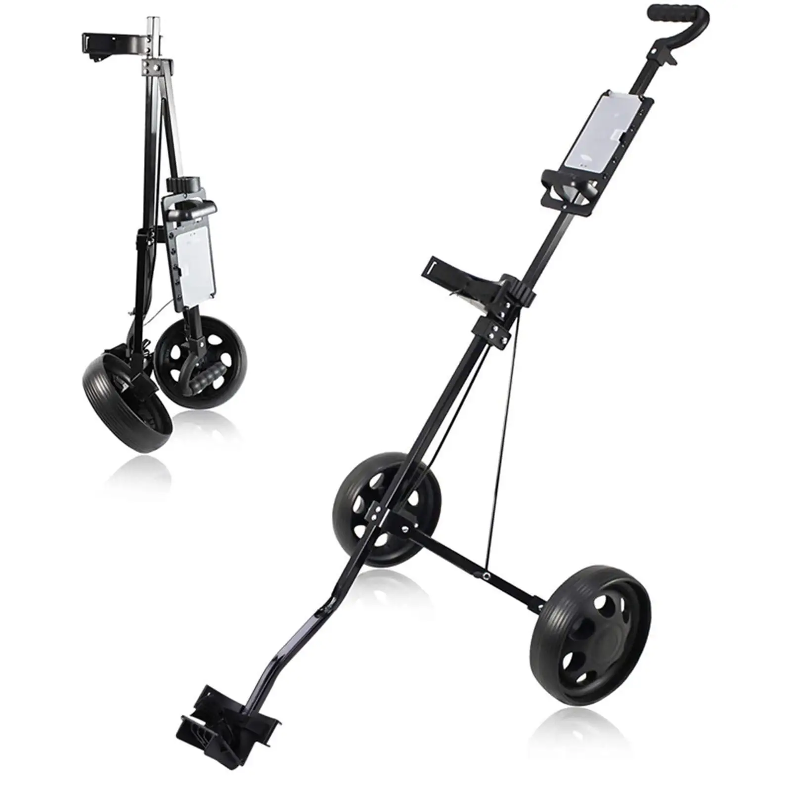 Portable Iron Push Pull Golf Cart Folding Two Wheel Golf Bag Carrier Trolley for Sporting Goods on Course