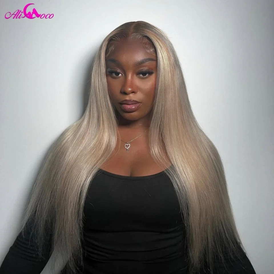 

Dark Brown Blonde Straight Lace Front Human Hair 200 Density 13x4 Transparent Lace Front Wig Brazilian For Women