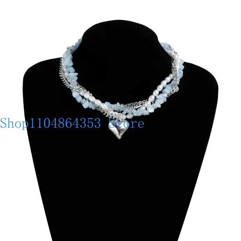 652F Romance Heart Shaped Layer Necklace With Twist Chain Designs Fashion Jewelry Gift For Her