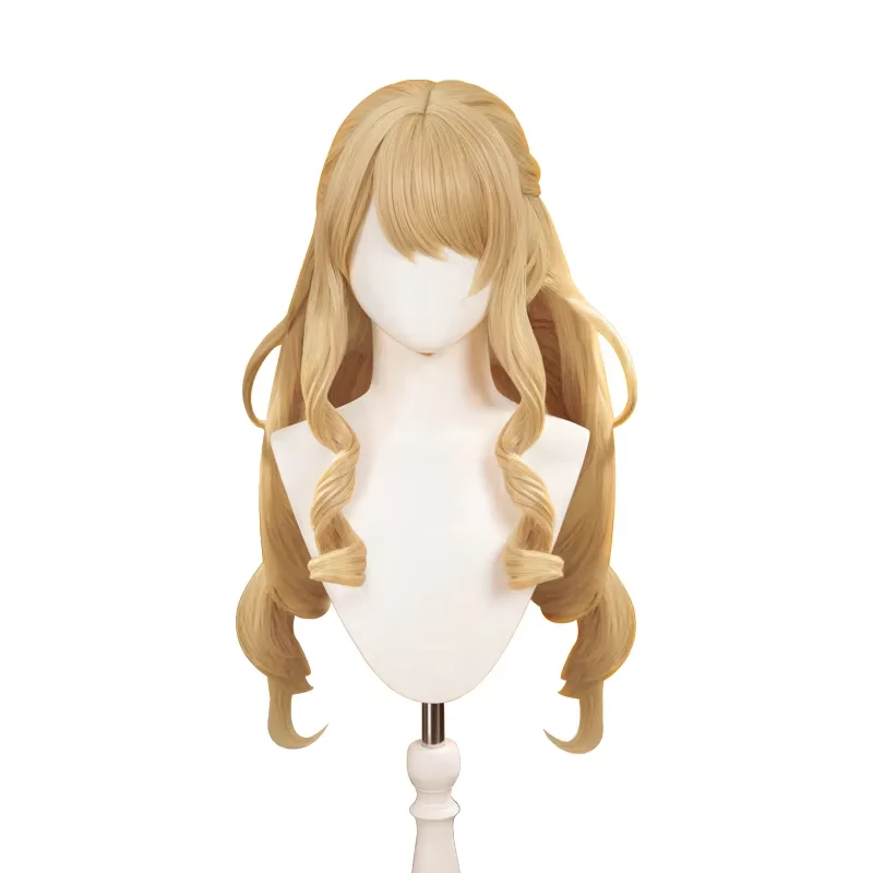 Navia Wig Game Genshin Impact Women 90cm Blond Long Hair Fontaine Navia Free Wig Cap