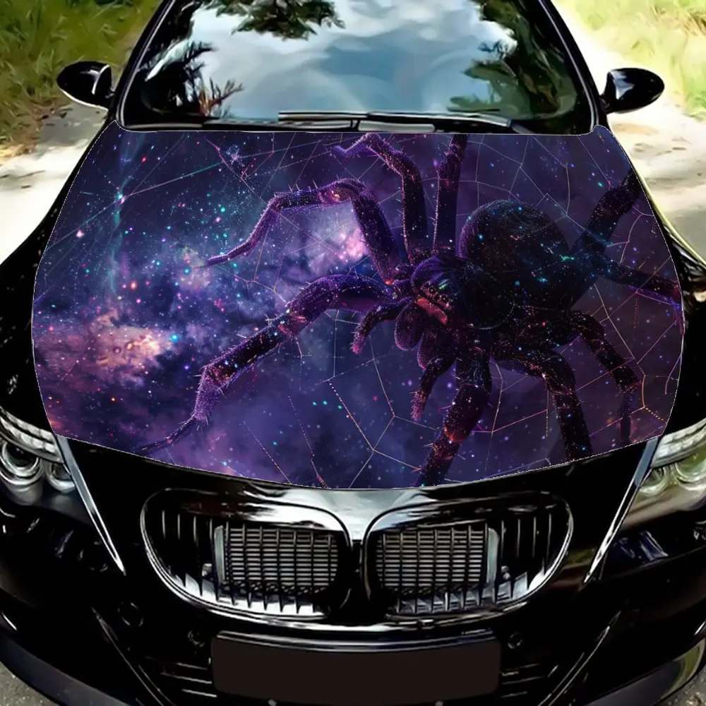 

Purple Starry Sky Spider Weave Web Car Hood Wrap Color Vinyl Sticker Truck Graphic Bonnet Auto Accessories Decoration Decal Gift