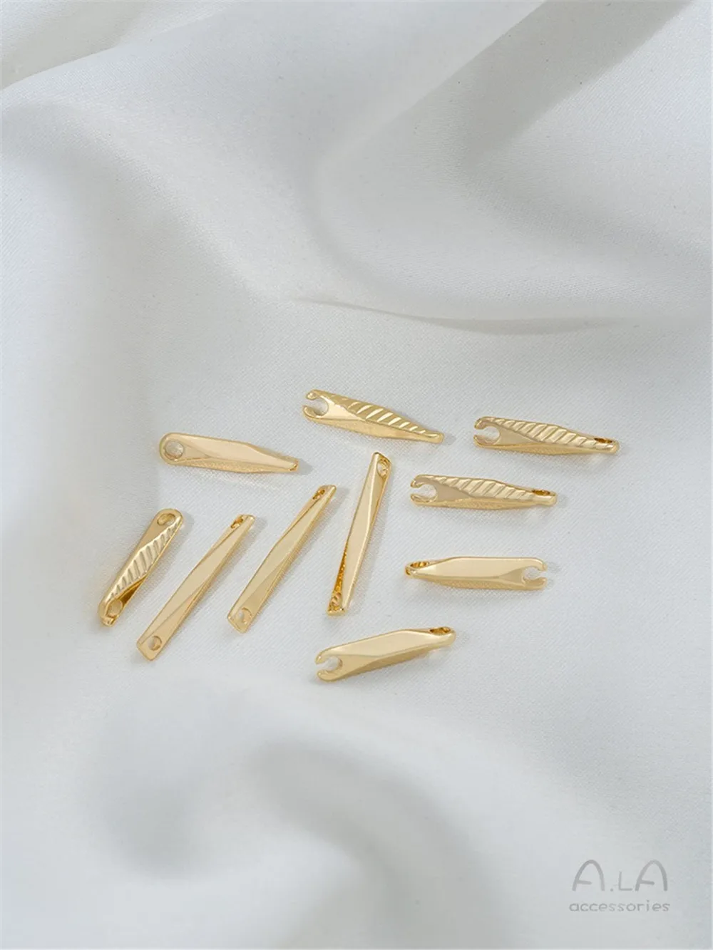 10PCS 14K Diamond Faceted Straight Bar, Double Hole Connected Stick, Handmade String Pearl Bracelet, Necklace Accessories