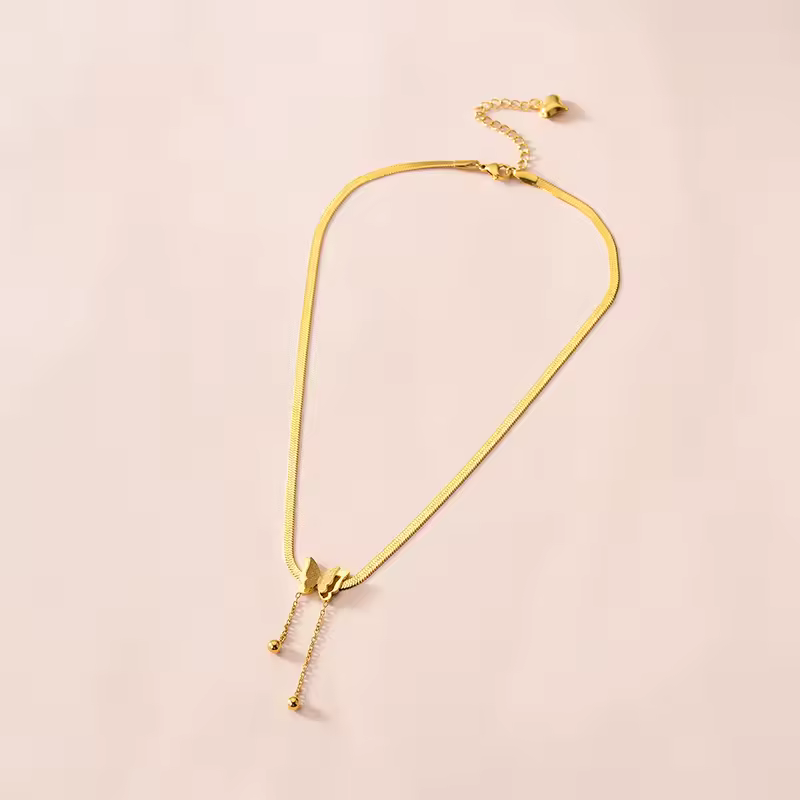 Vintage Butterfly Necklace Women Golden Stainless Steel Blade Snake Chains Aesthetic Charms Choker Women jewelry Gift To Mujer - Image 4