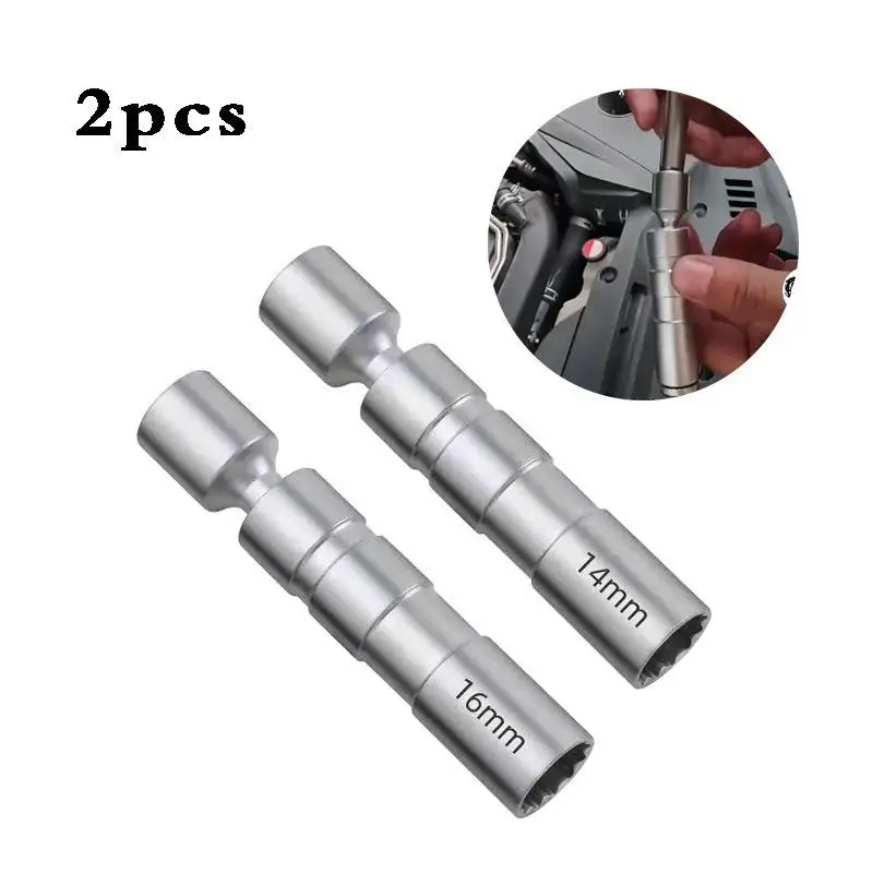 2pcs Lot 14MM /16MM Thin Wall Magnetic Swivel Spark Plug Socket 38 Inch Drive 12 Point Removal Tool Extens